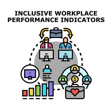 Inclusive workplace performance indicators improving teamwork metrics Stock Illustration