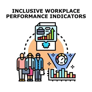 Inclusive workplace performance indicators measuring business success Stock Illustration