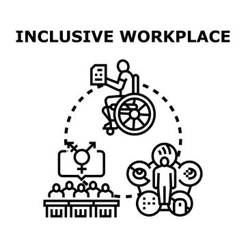 Inclusive workplace promoting diversity and equality in employment Stock Illustration