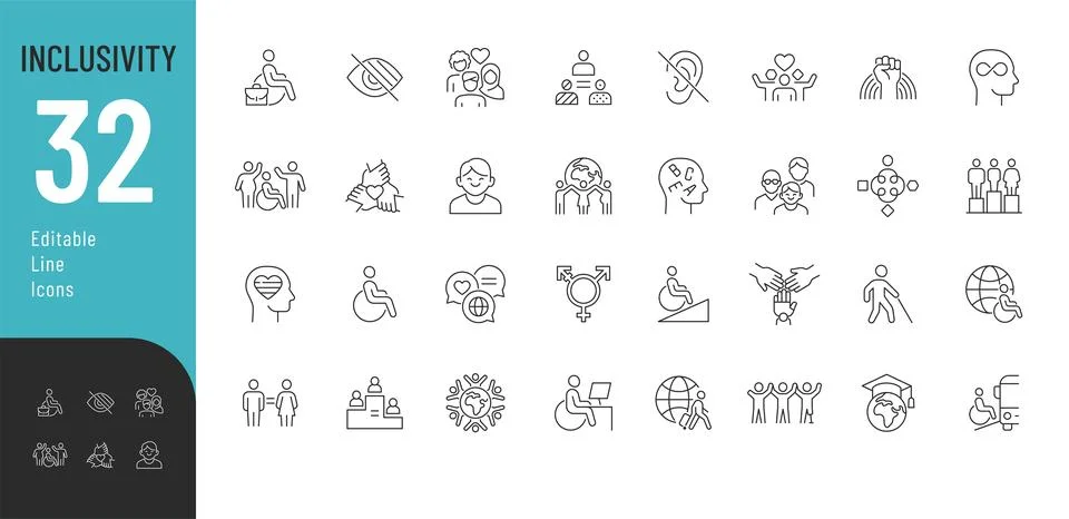 Inclusivity Editable Icons set. Stock Illustration