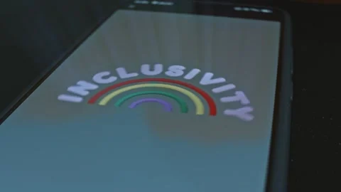 Inclusivity word above rainbow, presentation Stock Footage 304838015