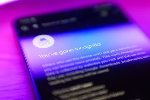 Incognito browsing mode on smartphone browser. Anonymous and privacy on internet Stock Photos