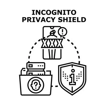 Incognito privacy shield protecting user data online イラスト素材