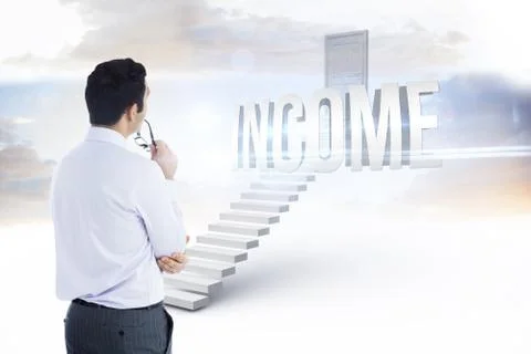 Income against white steps leading to closed door Stock Illustration