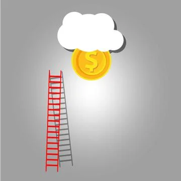 Income, Bitcoin, Coins Stack, Cloud Flat  Icon. Isolated on White Background. Stock Illustration