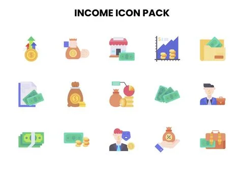 Income Flat Graphics Icons Pack Illustrazione stock