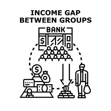Income gap between groups and financial disparity Stock Illustration