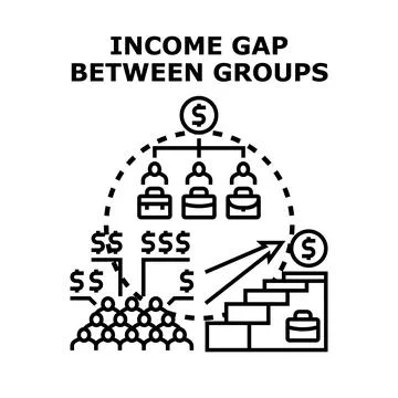 Income gap between groups concept representing wealth distribution inequality Stock Illustration