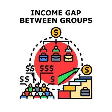 Income gap between groups concept representing wealth distribution inequality Stock Illustration