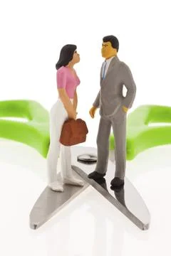 Income gap. Difference in income between men and woman Austria Stock Photos