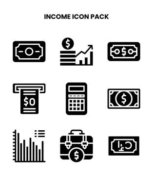 Income Glyph Bundle Icons Pack Stockillustratie