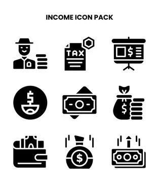 Income Glyph Bundle Icons Pack 스톡 일러스트