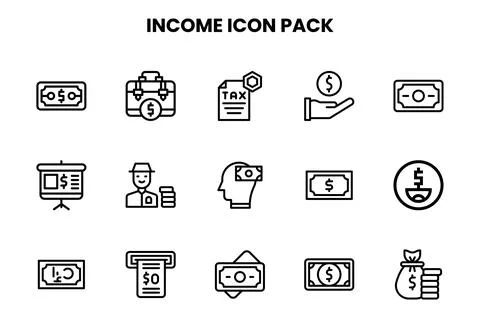 Income Line Vector Icons Pack Stockillustratie