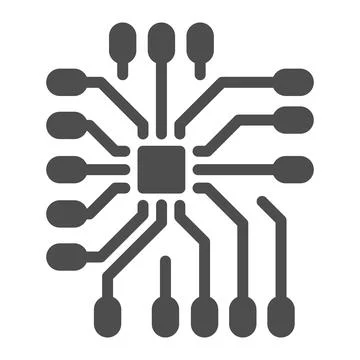 Incoming and outgoing contacts for processor solid icon, electronics concept Stockillustratie