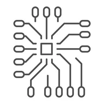 Incoming and outgoing contacts for processor thin line icon, electronics concept Illustrazione stock
