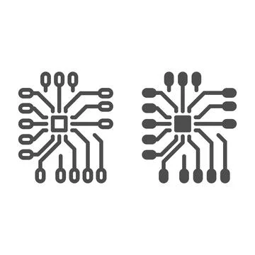 Incoming and outgoing contacts for processor line and solid icon, electronics Stockillustratie