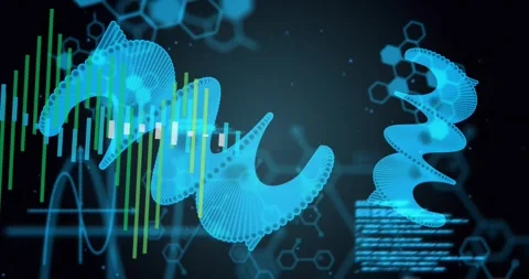 Incoming bars sliding left main ribbon waving beneath rising bars code shrinking Stock Footage 330159598