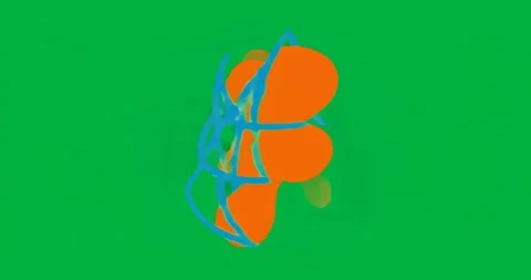 Incoming blue lines animating orange shape shifting retracting to show pattern Stock Footage 317284037