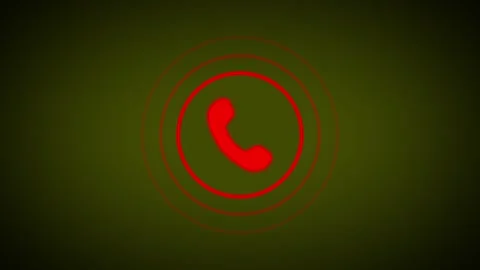 Incoming call alert animation featuring red telephone icon with vibrating r.. Stock Footage 345547684