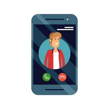 Incoming call concept vector illustration with mobile phone with mal caller ID Stock Illustration
