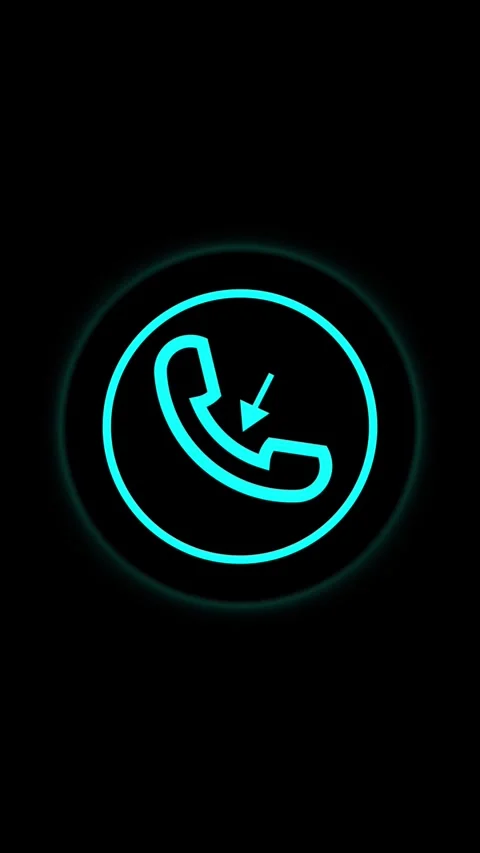 Incoming call icon vertical video with neon telephone and arrow on dark bac.. Stock Footage 344859913