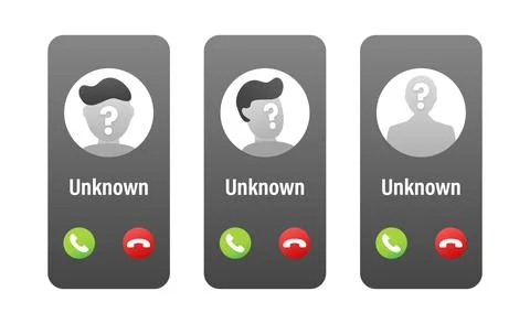 Incoming call interface showing unknown caller identity scam Stock Illustration