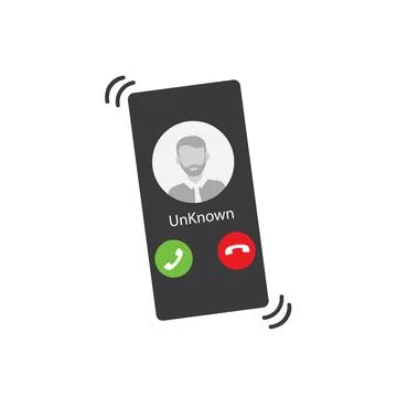 Incoming call interface showing unknown caller identity scam Stock Illustration
