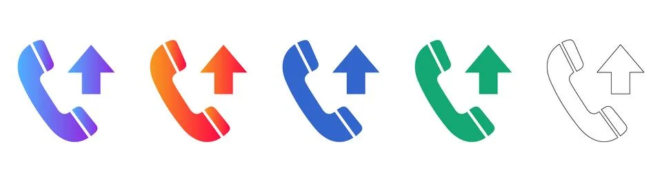 Incoming Call Notification Icon Set Stock Illustration