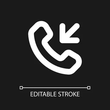 Incoming call pixel perfect white linear ui icon for dark theme Stock Illustration