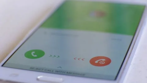 Incoming call request on smart phone display Stock Footage 93330467