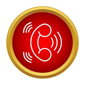 Incoming call ringing icon symbol on red button Stock Illustration