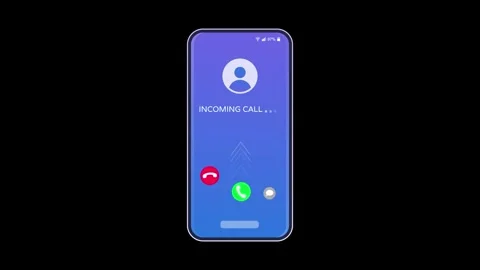 Incoming call screen on smartphone device animation isolated on black background Stock Footage 321197750