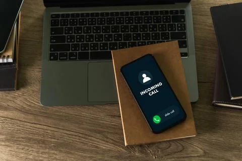 INCOMING CALL on Smartphone interface communication on a display Stock Photos