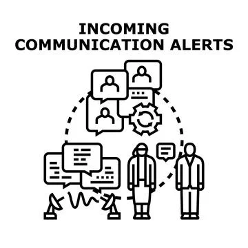 Incoming communication alerts and messaging system concept Stock Illustration