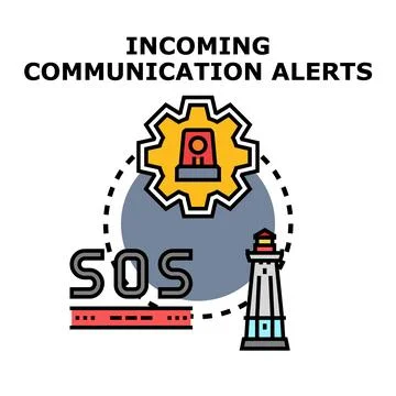 Incoming communication alerts system detecting emergency message Stock Illustration