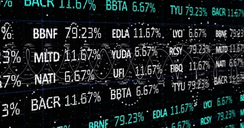 Incoming data feed driving digital ticker display updating rows, shifting Stock Footage 329533618