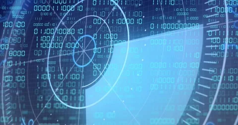 Incoming data initiating HUD scanning, wedge rotating and sweeping while Stock Footage 328583901