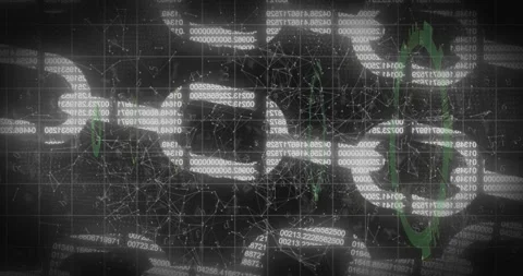 Incoming data scrolling, green HUD rings rotating, breaking into arcs, Stock Footage 330159583