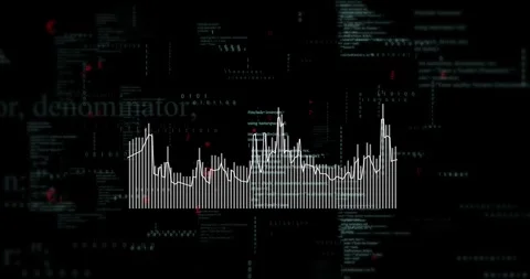 Incoming data spike driving central equalizer and waveform growing into peaks, Stock Footage 329122321