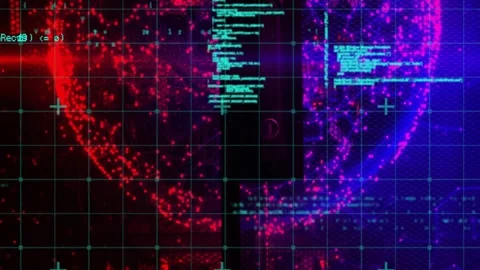 Incoming data stream initiating data globe merging, cyan code scrolling forming Stock Footage 331165524