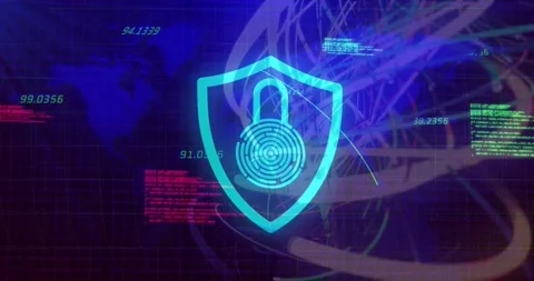 Incoming data stream from right starting shield scanning for monitoring while Stock Footage 331005221