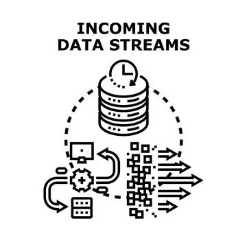 Incoming data streams processing and analysis concept 库存插图