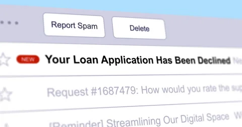 Incoming email with loan application declined notification Stock Footage 284237121
