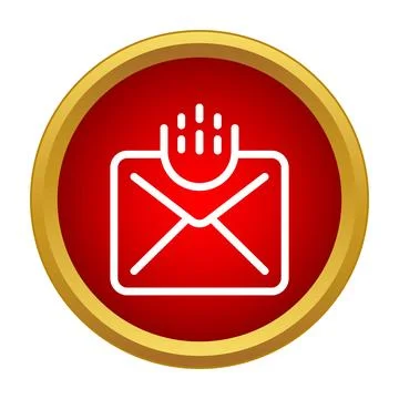 Incoming email message envelope icon red circle 스톡 일러스트