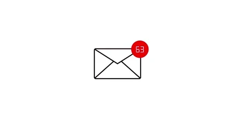 Incoming email notification with increasing number in red circle Stock Footage 340151811