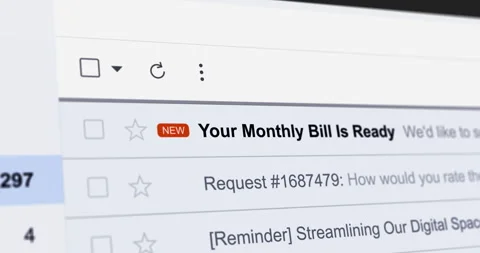 Incoming email with title "Your Monthly Bill Is Ready", new e-mail Stock Footage 318666152