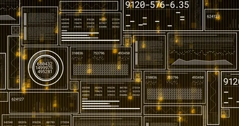 Incoming feed starting, tiled dashboard updating panels and ring showing metrics Stock Footage 328655988