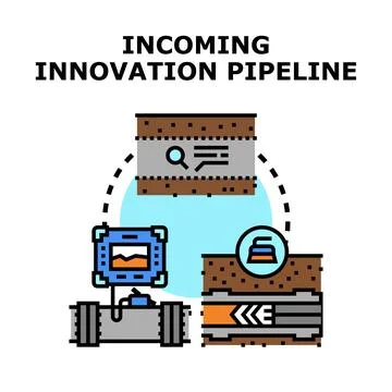 Incoming innovation pipeline process concept illustrating business developmen Stock Illustration