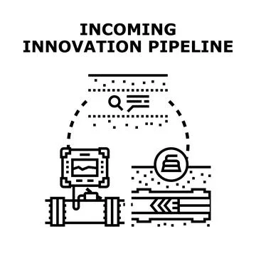 Incoming innovation pipeline process concept illustrating business developmen 스톡 일러스트