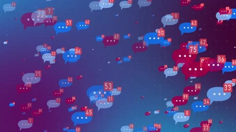 Incoming mail icon symbol on rectangular speech bubble against blue background Stock Footage 229549308